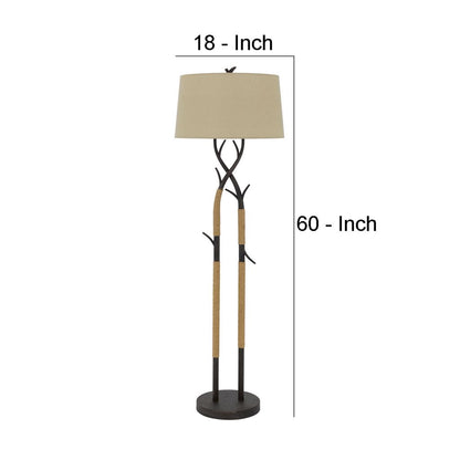 60 Inch Metal Tree Branch Base Floor Lamp, Dimmer, Black - View 6