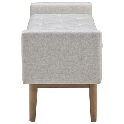 Tufted Fabric Storage Bench with Low Profile Elevated Arms, Light Gray - View 4
