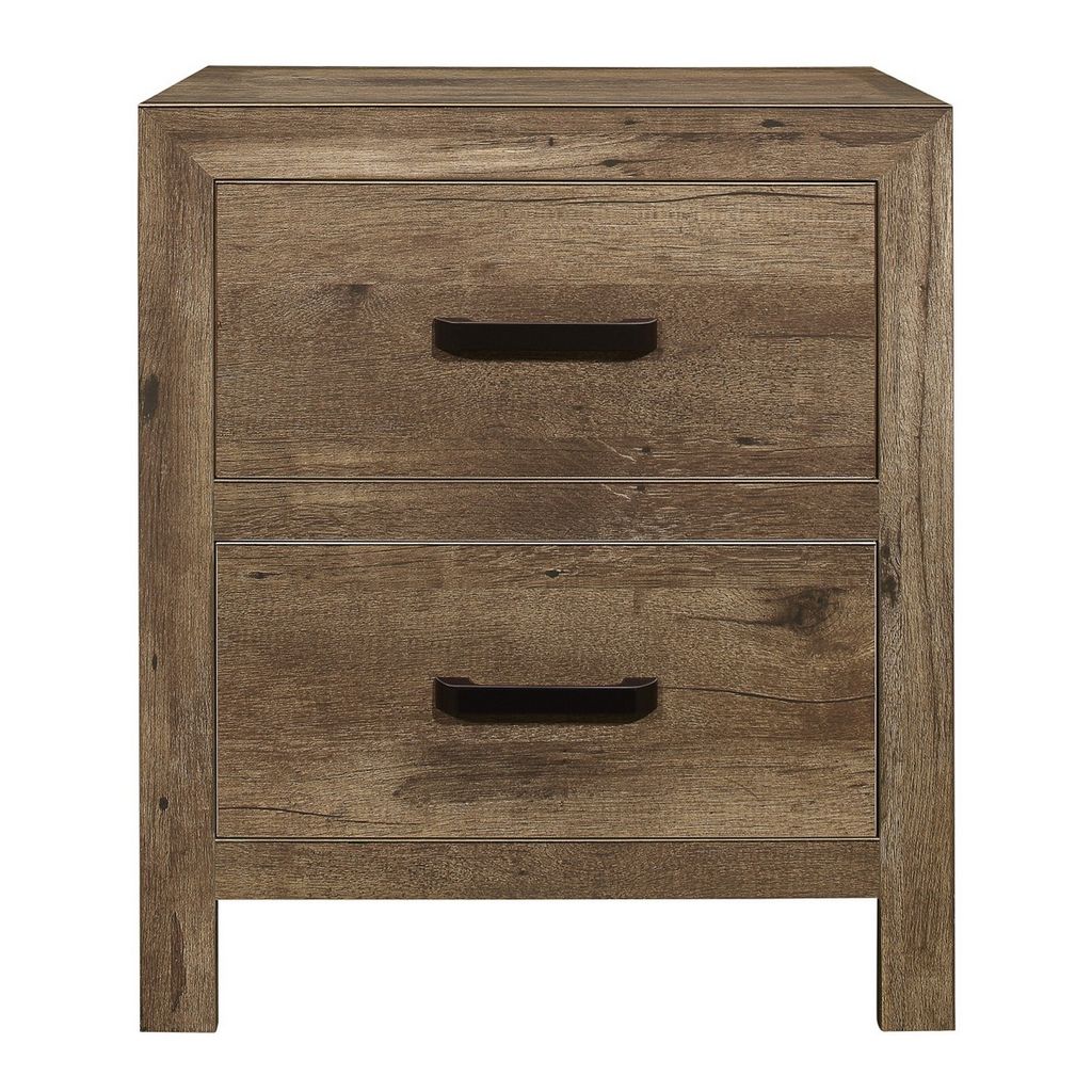 Zane 28 inch Transitional Nightstand, 2 Drawers, Weathered Pine Veneer - View 2