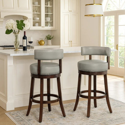 Shirley Contemporary 29" Barstool With pu Cushion, Gray Finish, Set of 2 - View 7