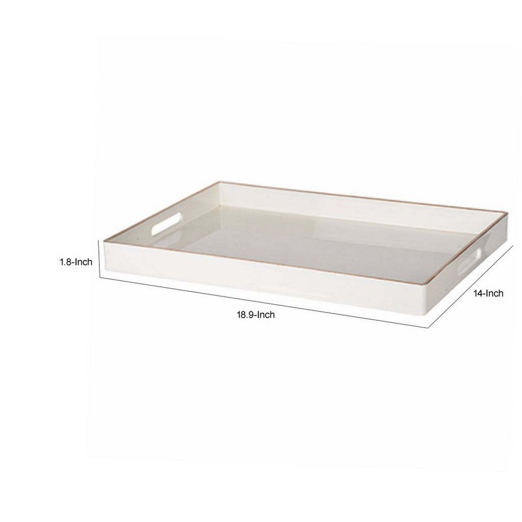 Mimosa Rectangle Tray With Cutout Handles, White - View 6