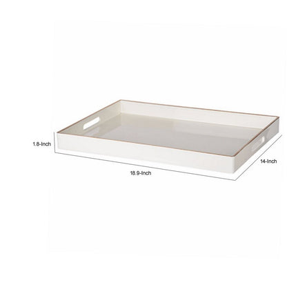 Mimosa Rectangle Tray With Cutout Handles, White - View 6