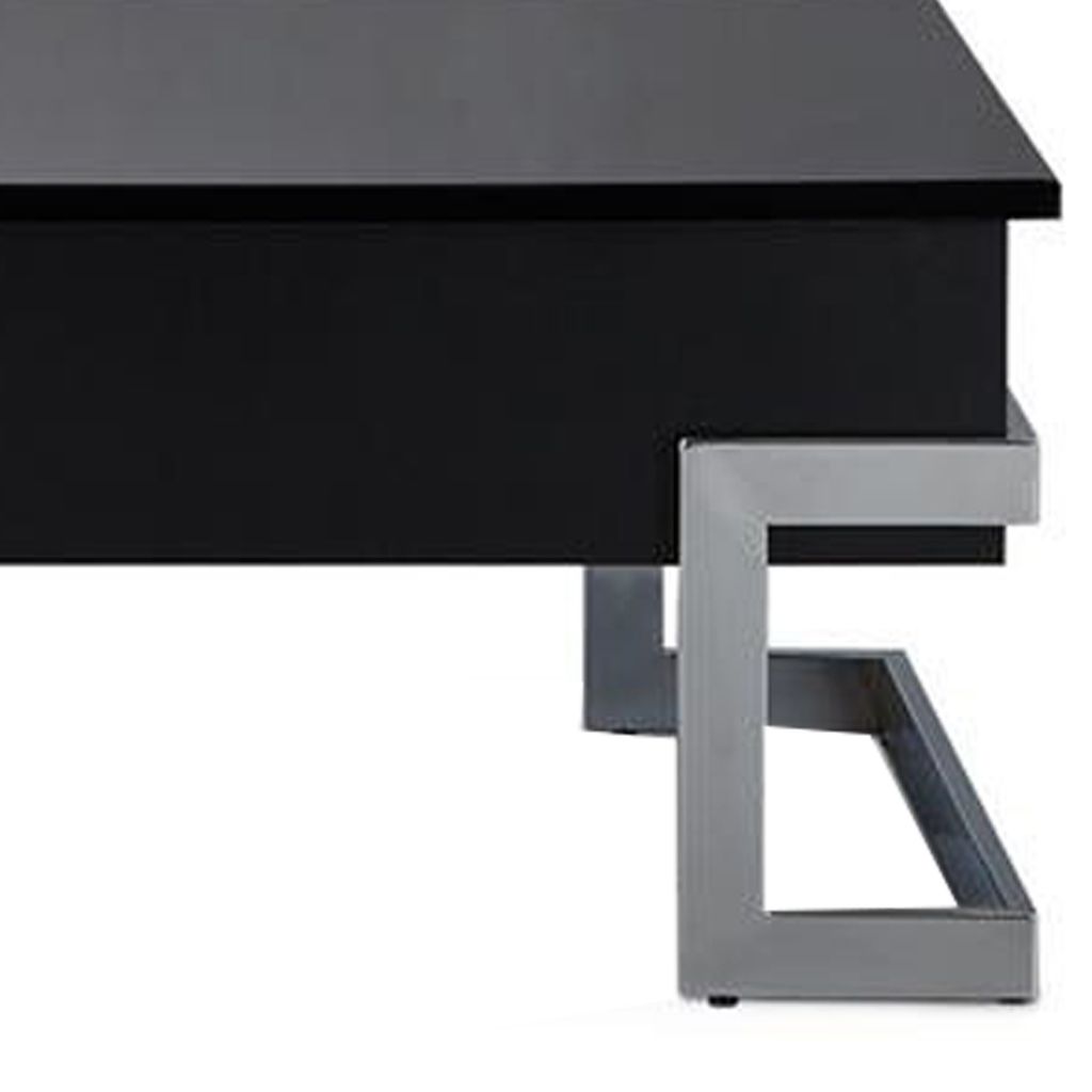 Wooden Coffee Table With Lift Top Storage Space, Black - View 5