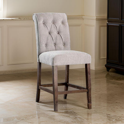 Wooden Fabric Upholstered Counter Height Chair, Cream And Brown, Pack Of Two - View 7