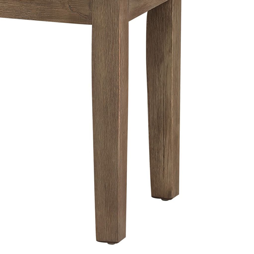 Rectangular Style Wooden Bench with Fabric Upholstered Seat,Brown and Beige - View 4
