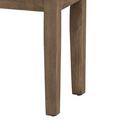 Rectangular Style Wooden Bench with Fabric Upholstered Seat,Brown and Beige - View 4