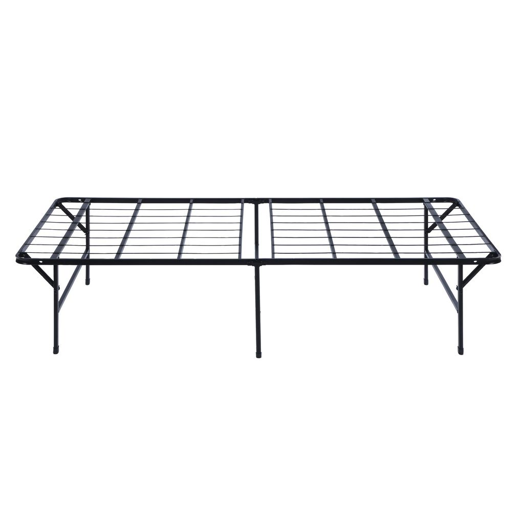 Adel Twin Size Low Profile Bed, Foldable Metal Frame, Black - View 3