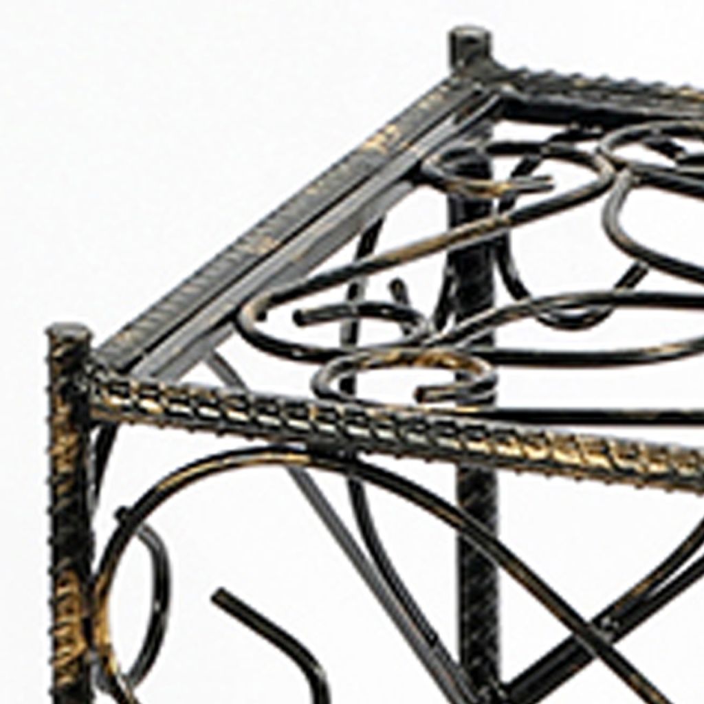 Scrolled Metal Frame Plant Stand with Square Top, Large, Black - View 3