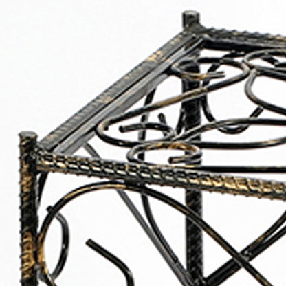 Scrolled Metal Frame Plant Stand with Square Top, Large, Black - View 3