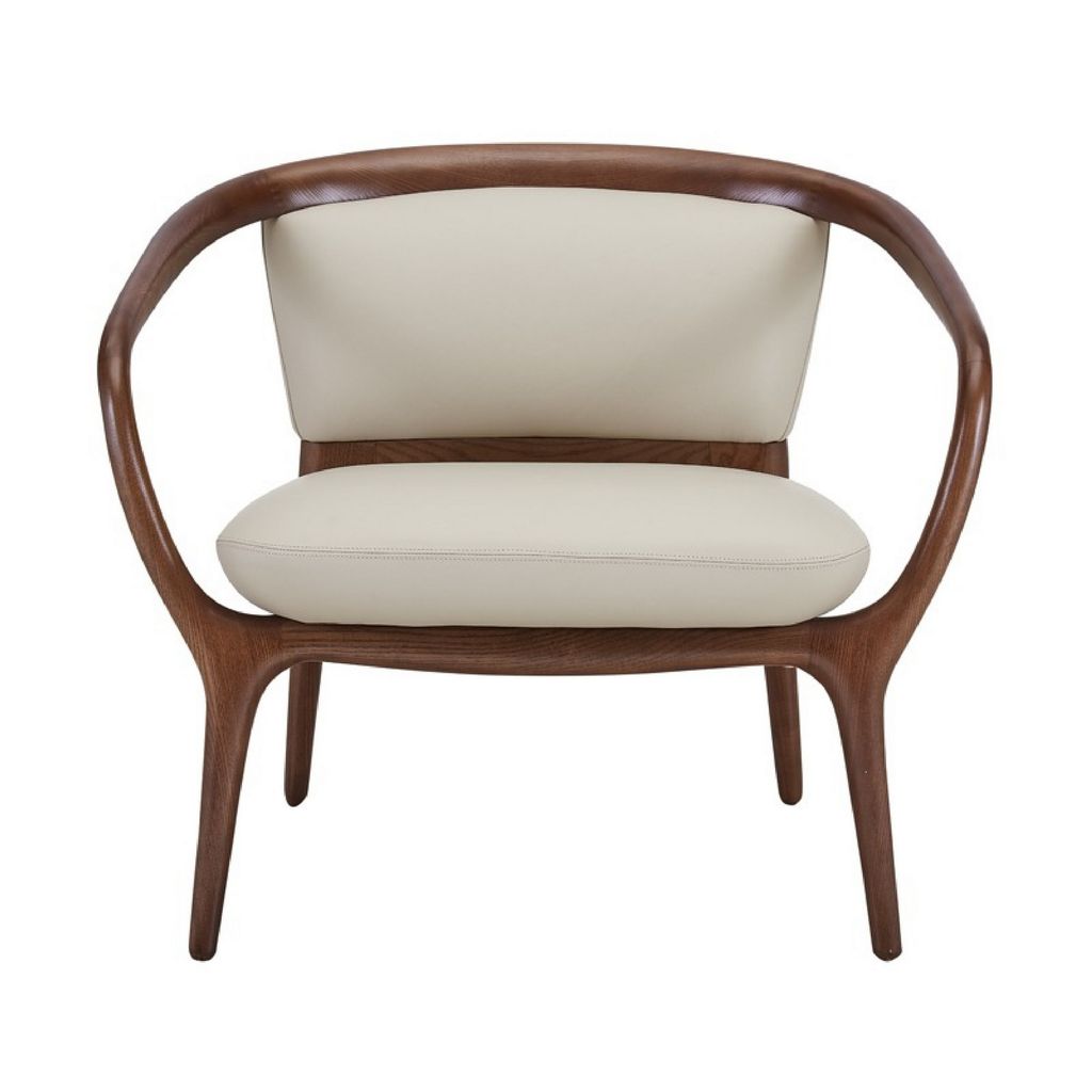 Cid 30 Inch Modern Accent Chair, Vegan Faux Leather Cushioned, Beige, Brown - View 2