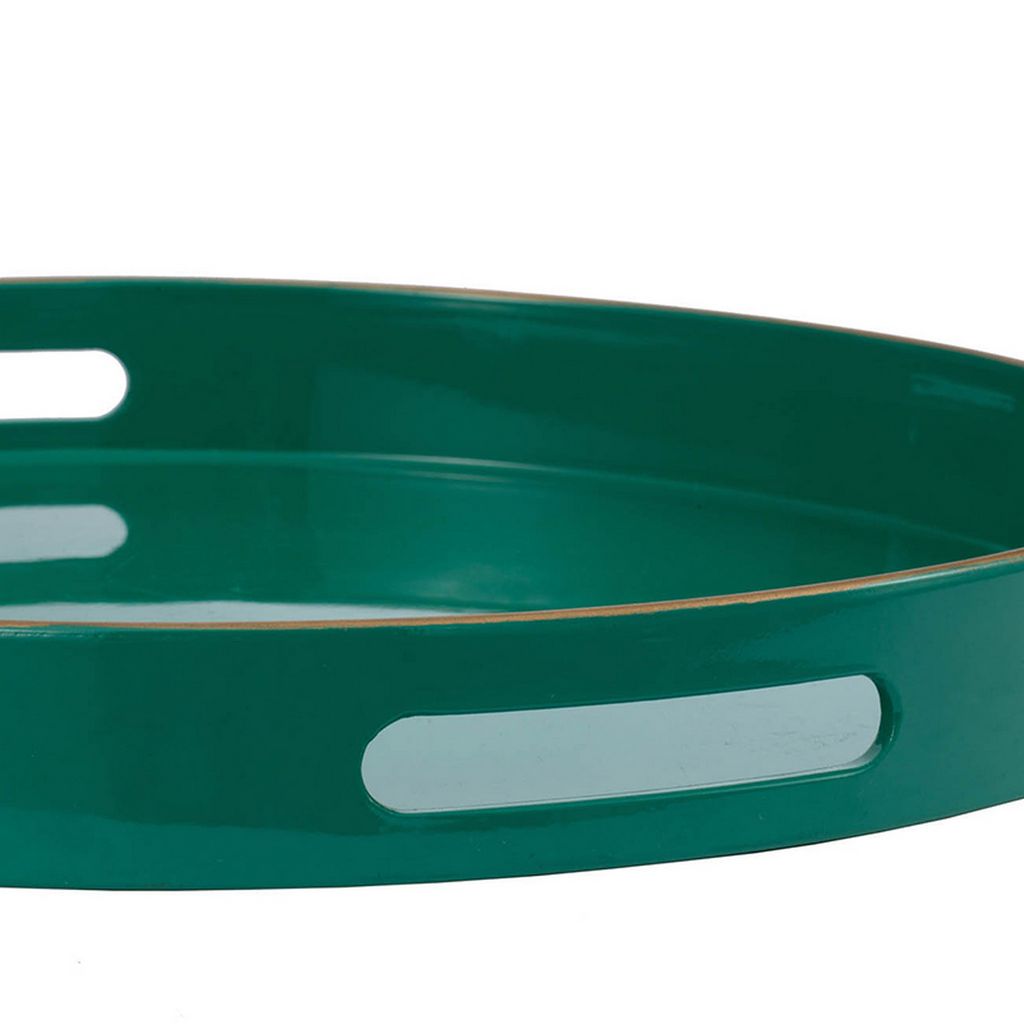 Mimosa Round Tray With Cutout Handles, Green - View 5