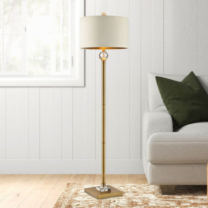 Floor Lamp with Crystal Orb and Metal Stalk Support, Gold - View 7