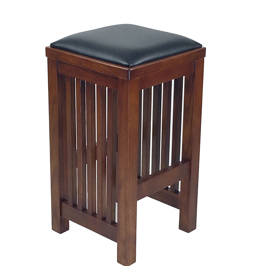 Faux Leather Upholstered Wooden Backless Barstool, Dark Brown - View 2