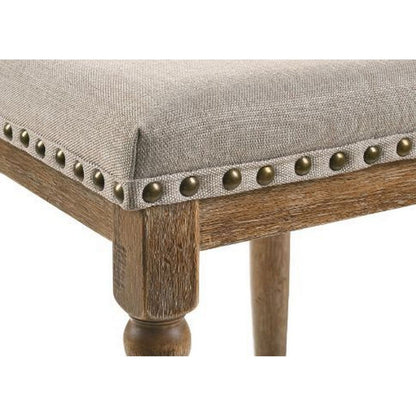 24 Inch Classic Wood Counter Height Stool, Upholstered, Set of 2, Gray - View 3