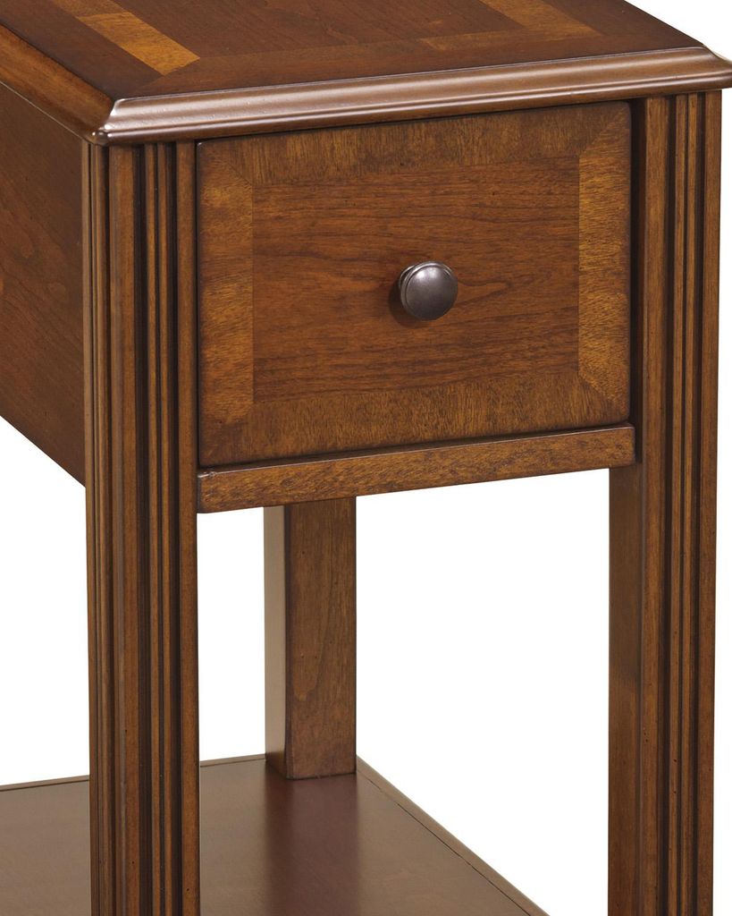 Chair Side End Table with 1 Drawer and Open Bottom Shelf, Brown - View 4
