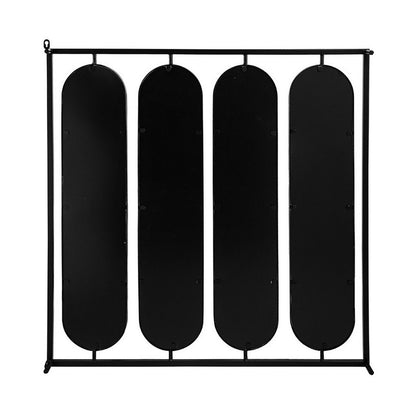 36 Inch Modern Wall Decor, 4 Swiveling Oblong Mirrors, Black Metal Frame - View 3