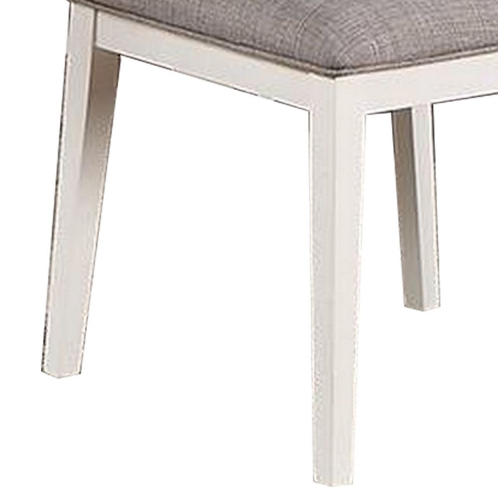 Kya 21 Inch 2 Tone Dining Chair, Ladder Back, Gray Seat, Set of 2, White - View 4