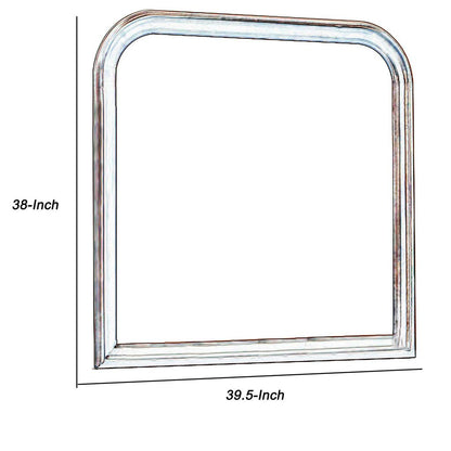 Arched Molded Design Wooden Frame Mirror, Cherry Brown and Silver - View 4