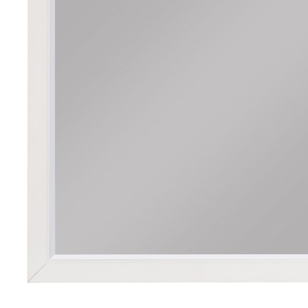 Transitional Style Square Wooden Frame Mirror, White - View 3