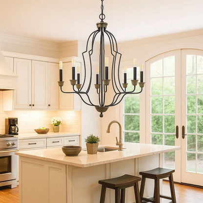 60 X 8 Watt Metal Chandelier with Tubular Frame, Textured Bronze - View 7