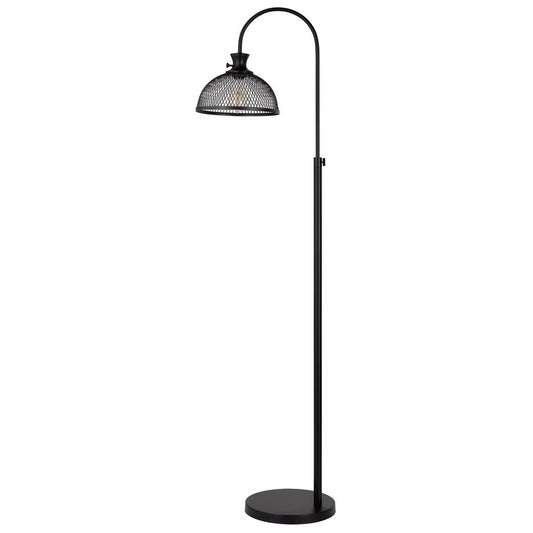 61 Inch Modern Floor Lamp, Hanging Mesh Shade, Metal Base, Black