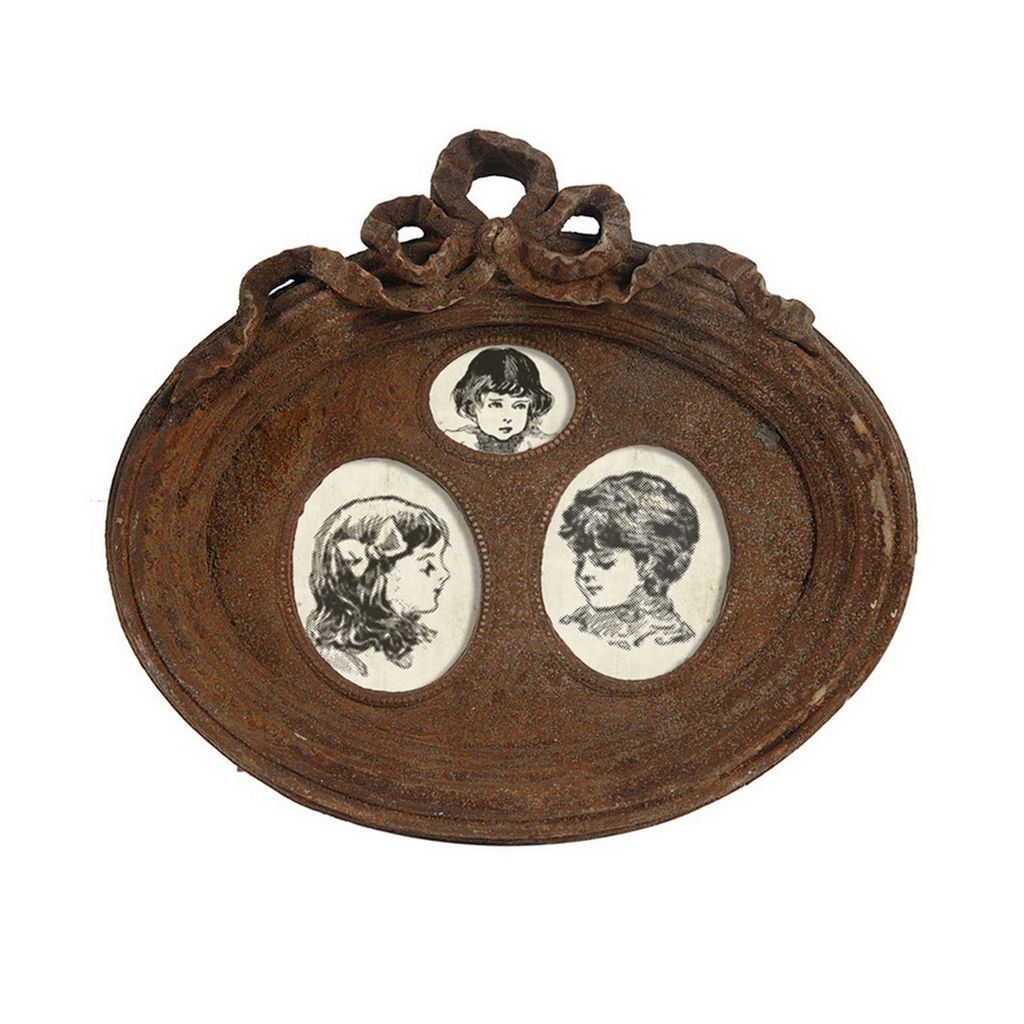 Traditional Style Rustic Photo Frame in Ceramic, Set of Two, Brown - View 5