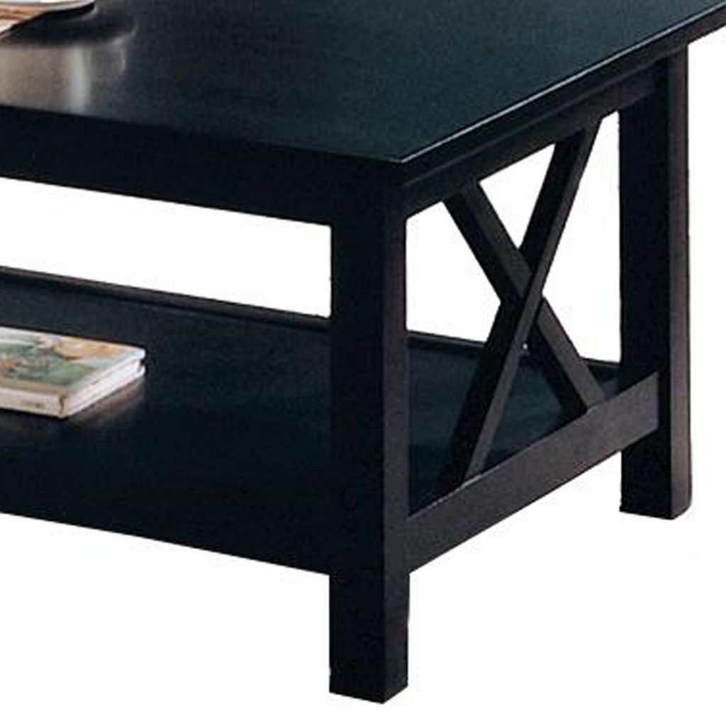 Wooden Table Set With X Design On Sides, Pack Of Three, Dark Brown - View 5