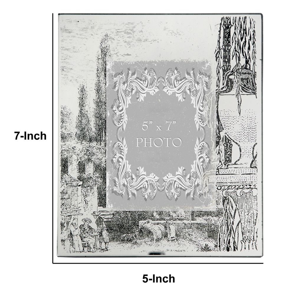 Modern Etched Wooden Photo Frames, Large, Set of 4, Silver - View 5