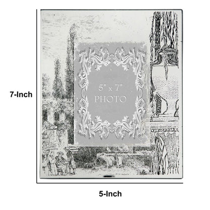 Modern Etched Wooden Photo Frames, Large, Set of 4, Silver - View 5