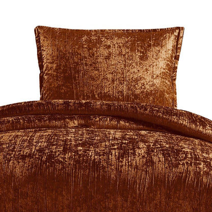 Jay 2 Piece Twin Comforter Set, Copper Polyester Velvet Deluxe Texture - View 2