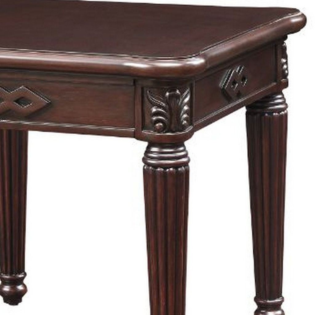 End Table with Traditional Style and Turned Legs, Espresso Brown - View 3
