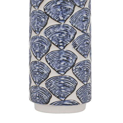 27 Inch Coastal Ceramic Table Lamp, Dimmer, Sea Shells, Blue - View 5