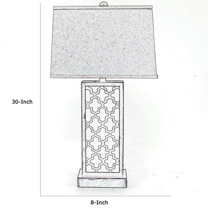 Rock Base Table Lamp Set of 2 with Drum Shade and Quatrefoil Pattern,Brown - View 5