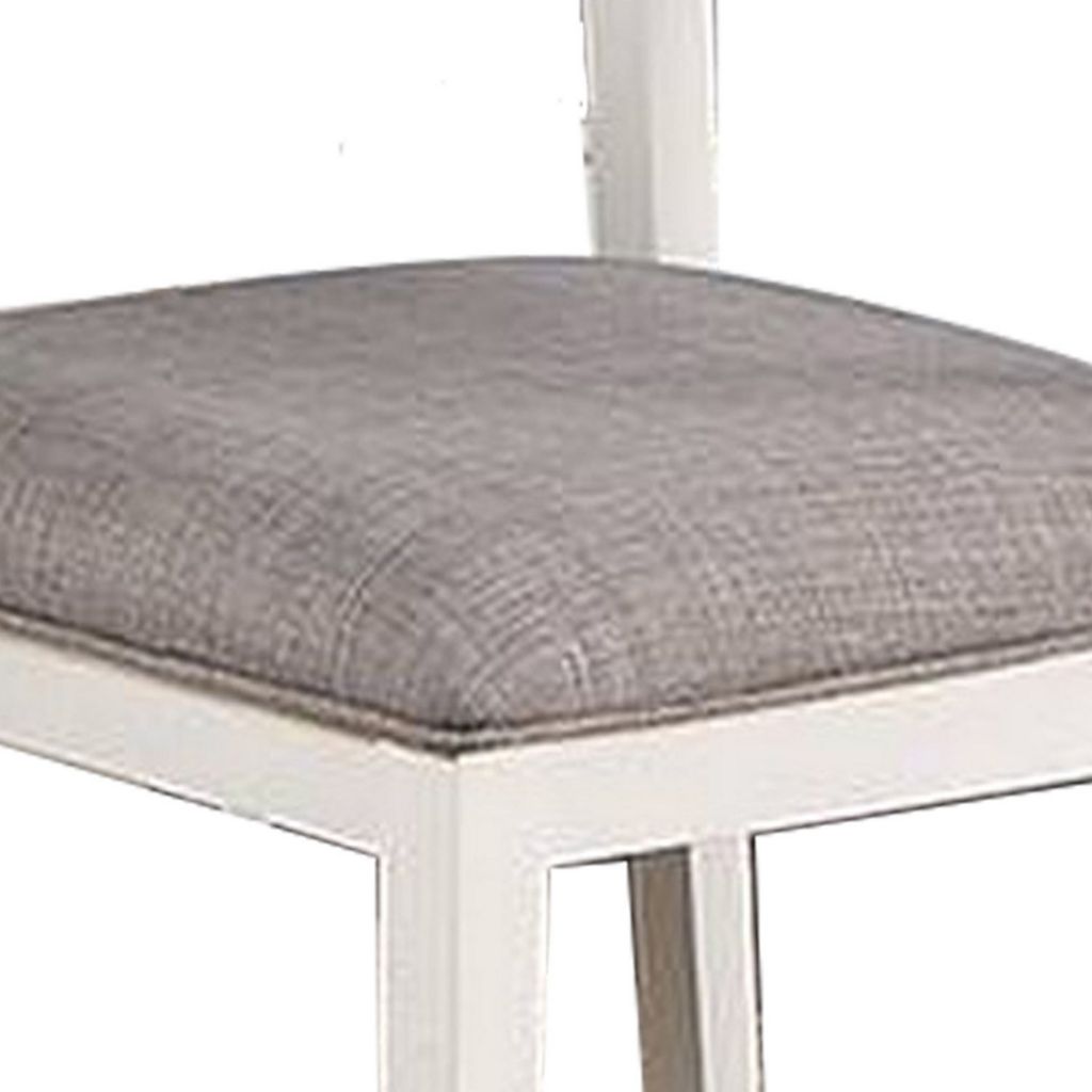 Kya 21 Inch 2 Tone Dining Chair, Ladder Back, Gray Seat, Set of 2, White - View 3