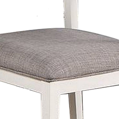 Kya 21 Inch 2 Tone Dining Chair, Ladder Back, Gray Seat, Set of 2, White - View 3