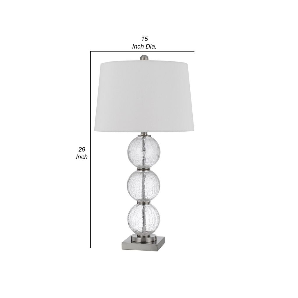 29 Inch Accent Table Lamp Set of 2, Stacked Crackle Glass balls, Silver - View 5