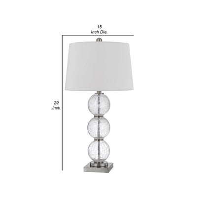 29 Inch Accent Table Lamp Set of 2, Stacked Crackle Glass balls, Silver - View 5