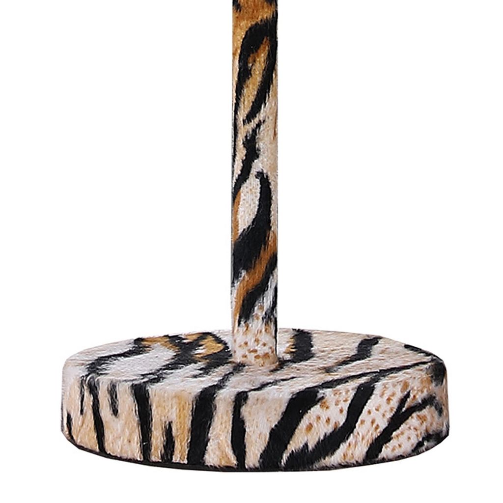 Fabric Wrapped Table Lamp with Striped Animal Print, Brown and Black - View 4