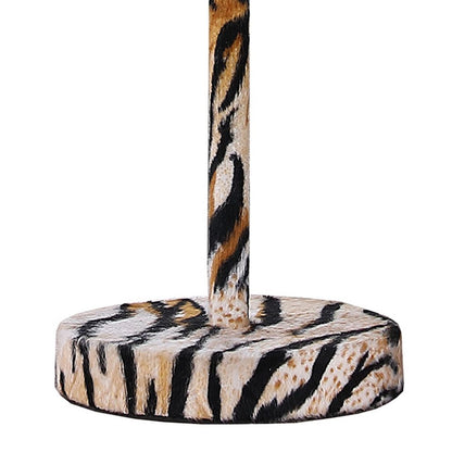 Fabric Wrapped Table Lamp with Striped Animal Print, Brown and Black - View 4