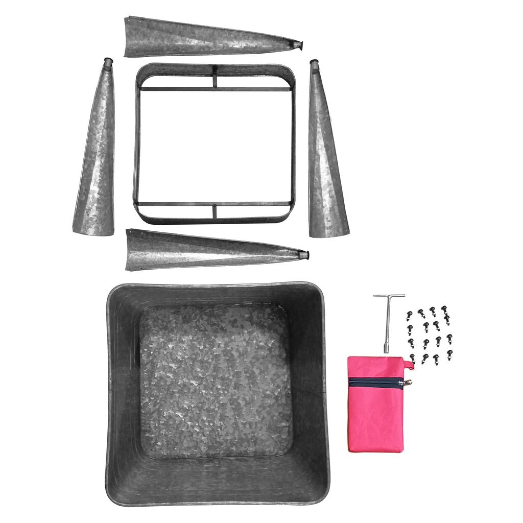 32" Multi-Functional Galvanized Metal Tub on Stand with Angled Legs, Gray - View 7