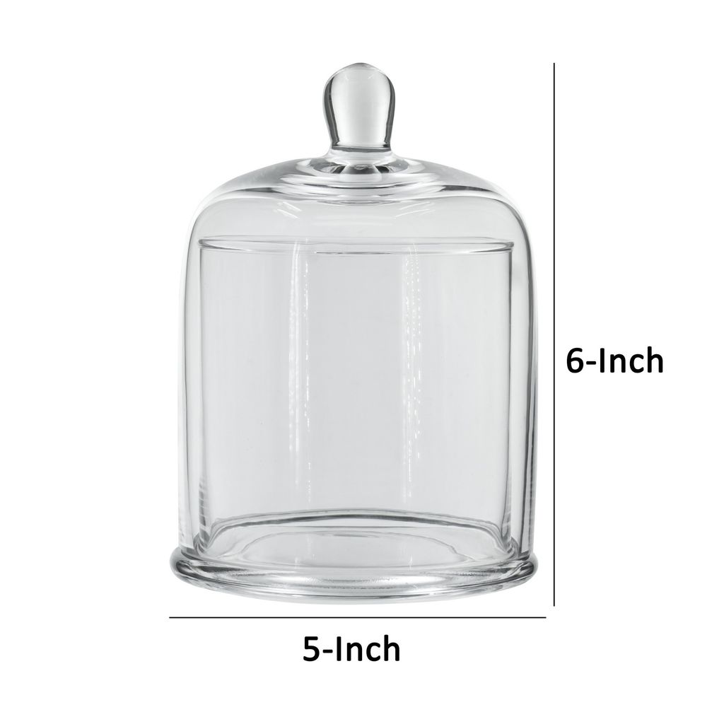 Set of 2 Large Glass Serving Platters with Dome and Finial Handle, Clear - View 6