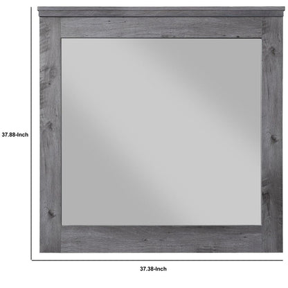 Traditional Wooden Wall Mirror with Rustic Style, Gray - View 6