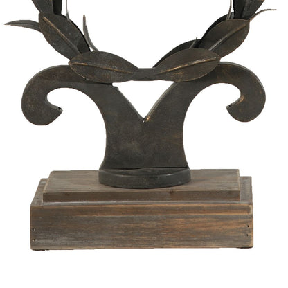 26 Inch Artisanal Table Lamp, Laurel Wreath Iron Frame, Off White, Black - View 4