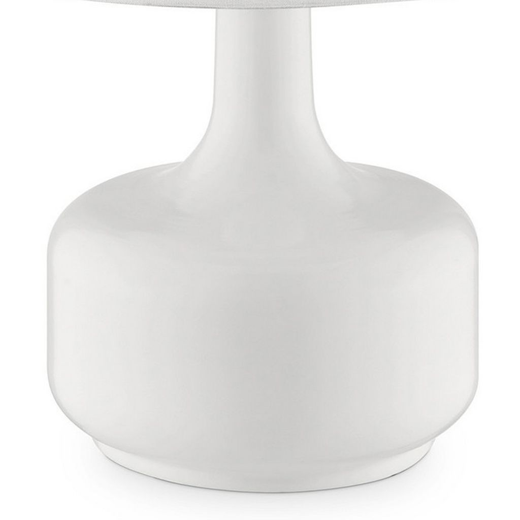Table Lamp with Teardrop Metal Base and Fabric Shade, White - View 3