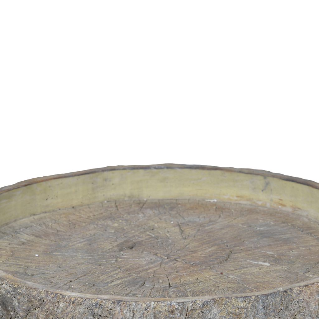 Decorative Cemented Log Plate with Distressed Details, Gray - View 3