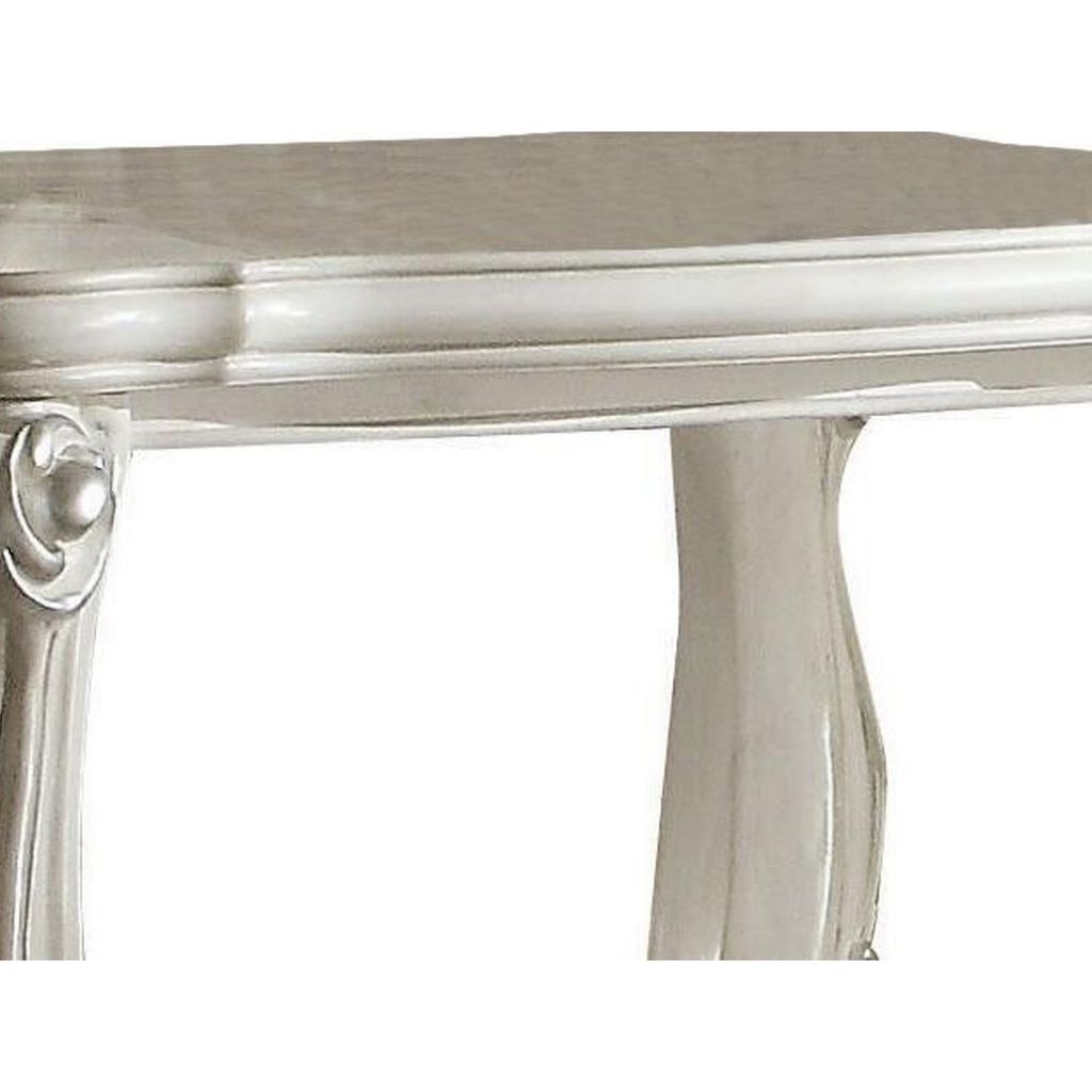 Wooden End Table with Bottom Shelf in White - View 5