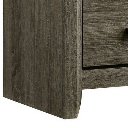 24 Inch 2 Drawer Wooden Nightstand with Finger Pulls, Brown - View 4