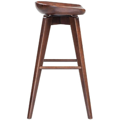 Contoured Seat Wooden Frame Swivel Barstool with Angled Legs, Natural Brown - View 2