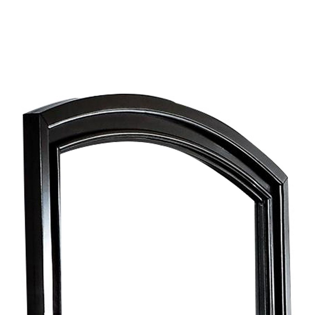 Traditional Style Wooden Frame Dresser Mirror with Curved Top, Black - View 2