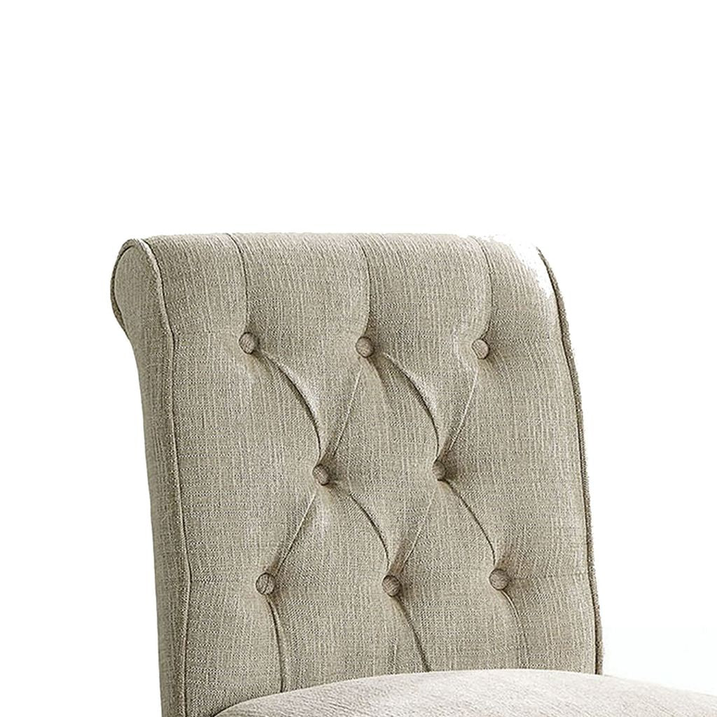 Wooden Fabric Upholstered Counter Height Chair, Ivory And Black, Pack Of Two - View 3